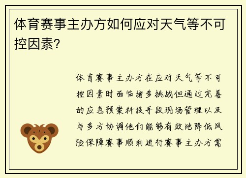 体育赛事主办方如何应对天气等不可控因素？